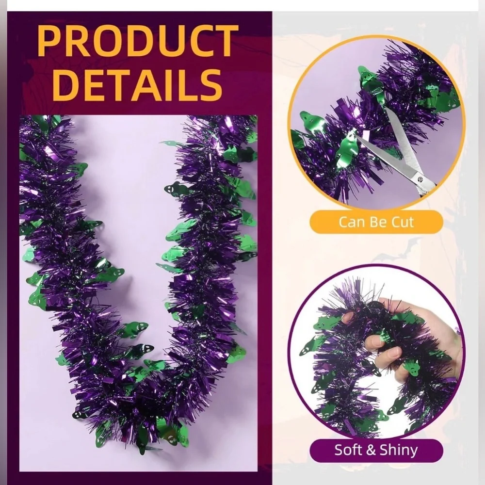 Halloween Garland Ghost Holiday Metallic Tinsel Twist Hanging Party Decorations